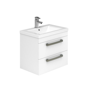 Essential Nevada Wall Hung Basin Unit 2 Drawers 600mm WHITE